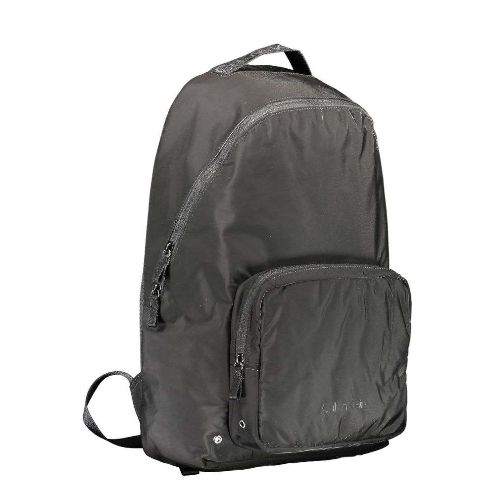 Black Recycled Polyester Men Backpack - ventzia