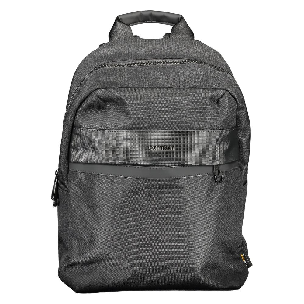 Black Polyester Men Backpack - ventzia