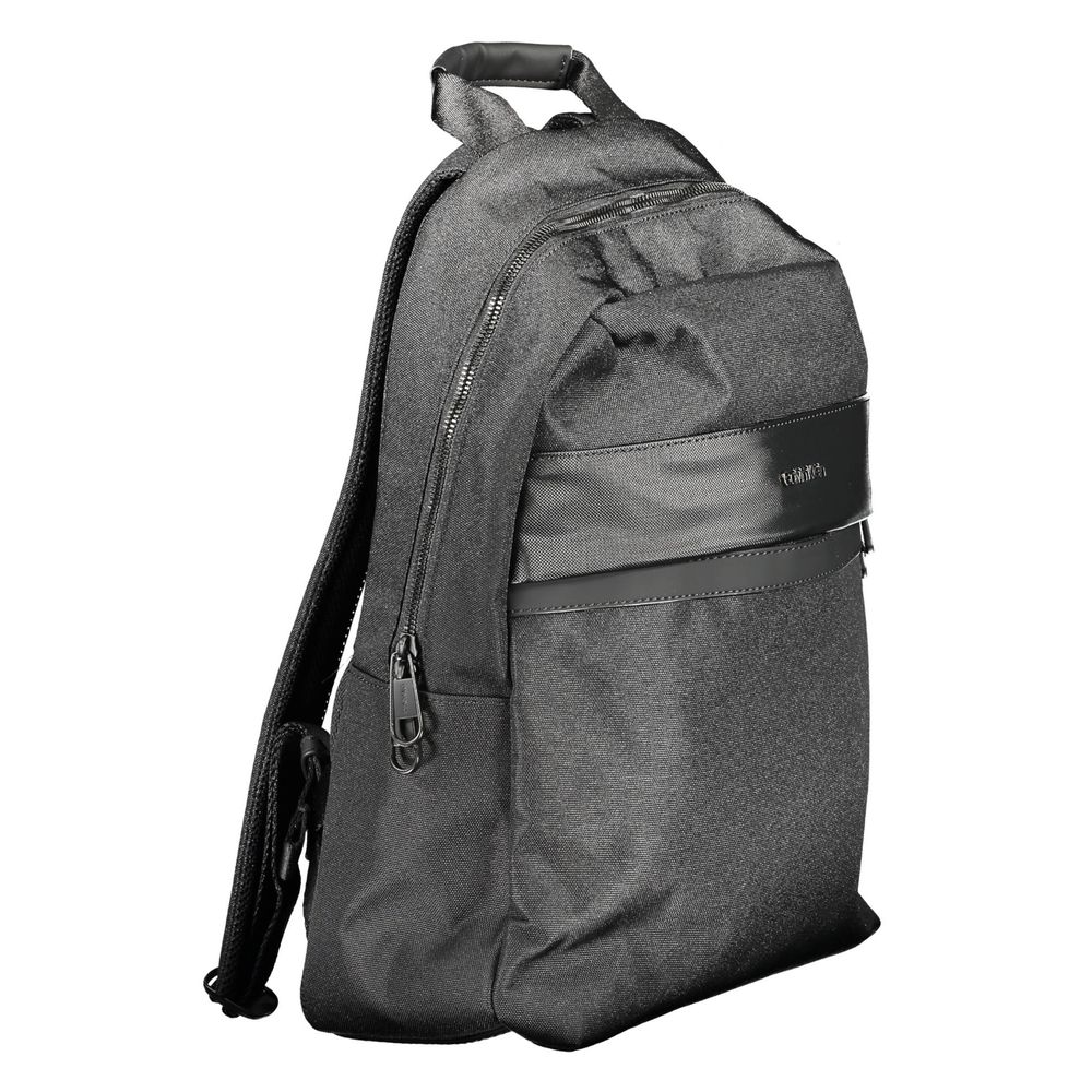 Black Polyester Men Backpack - ventzia