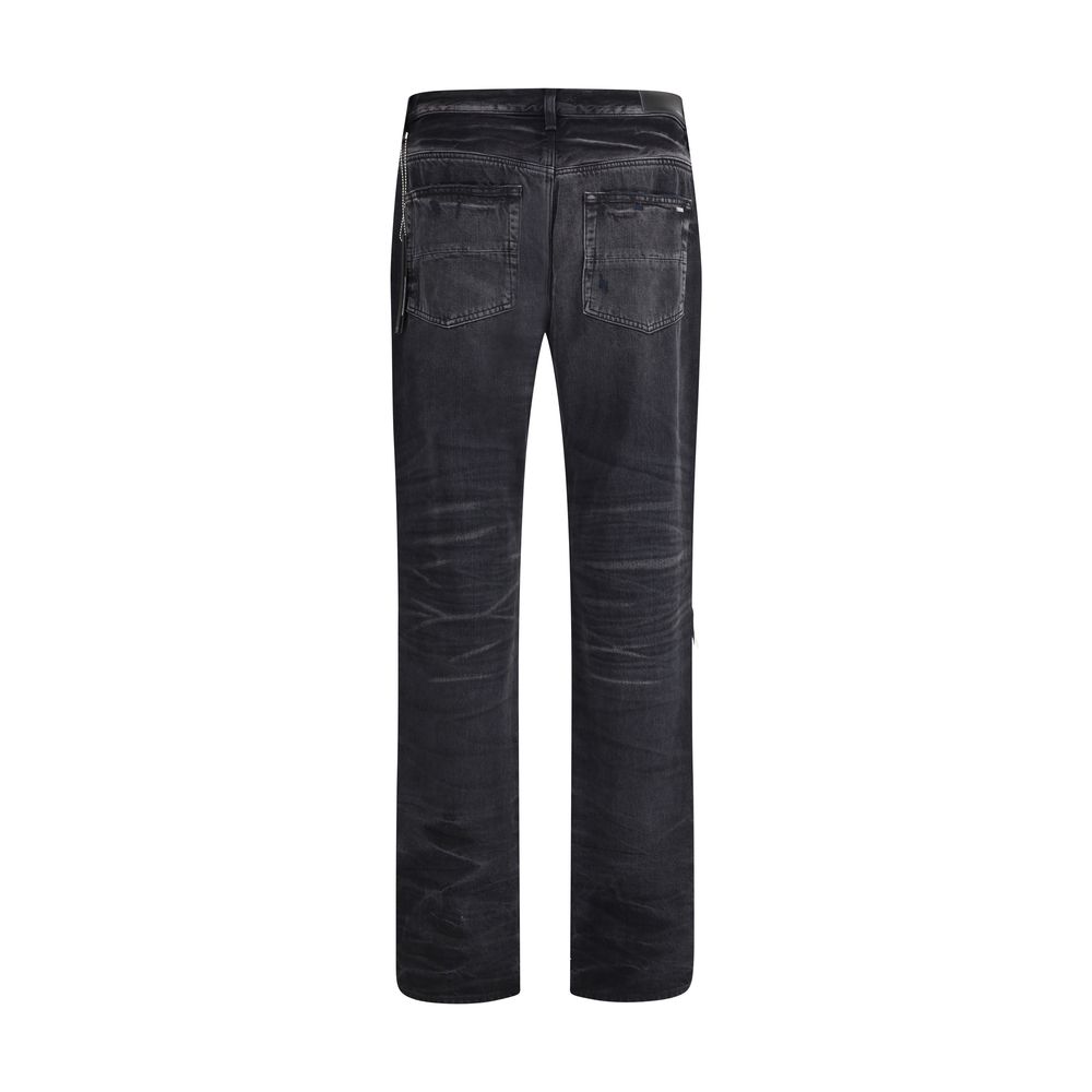 Black Cotton Straight-Leg Jeans - ventzia