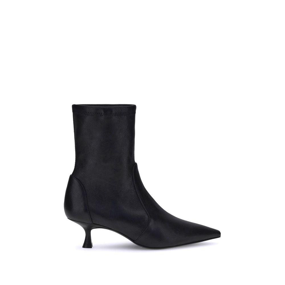 Black Calf Leather Bos Taurus Ankle Boots - ventzia