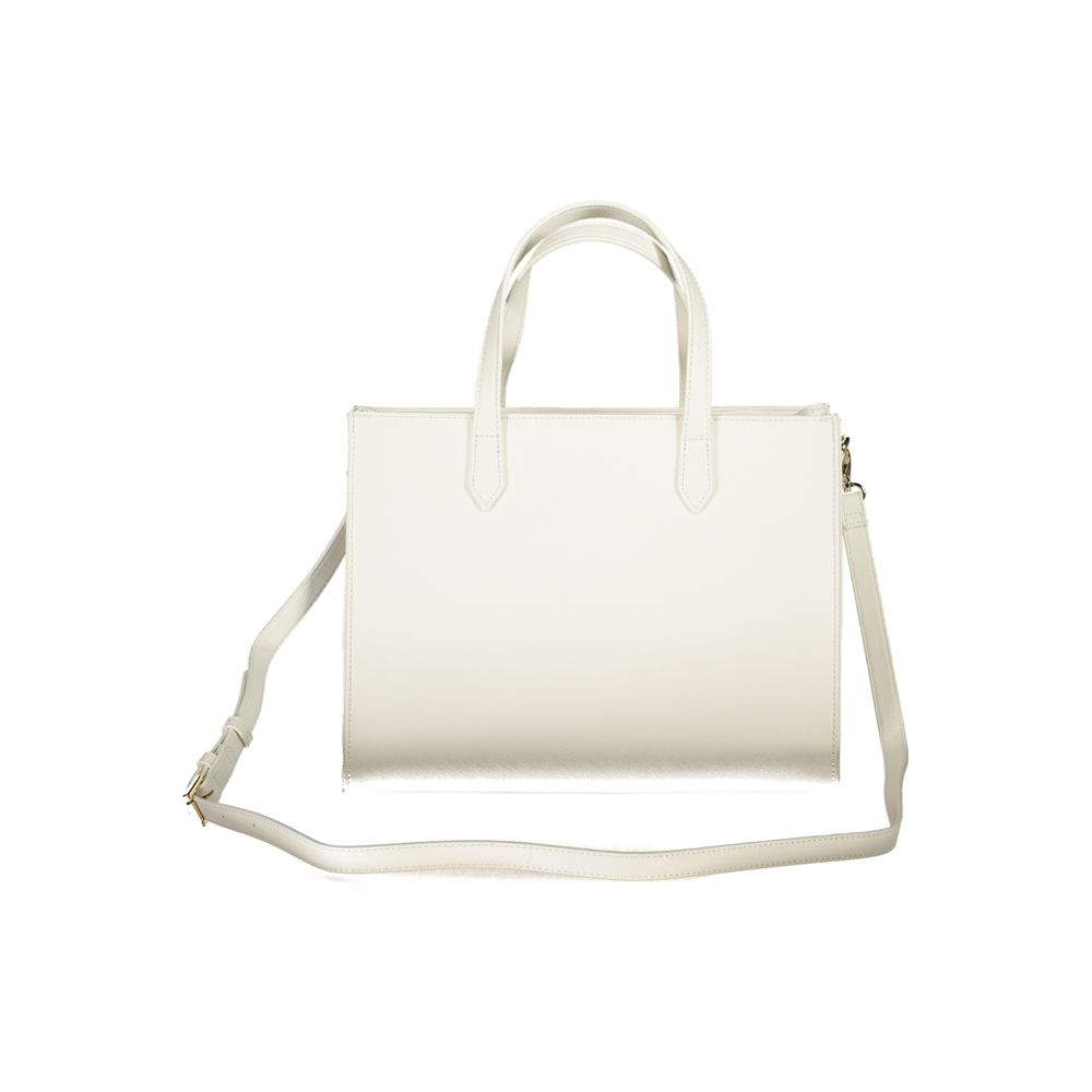 White Polyurethane Women Handbag - ventzia