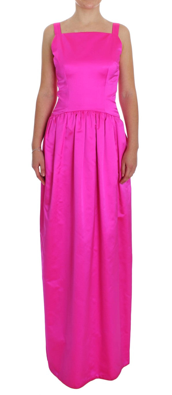 Elegant Silk Full Length Pink Sheath Dress - ventzia