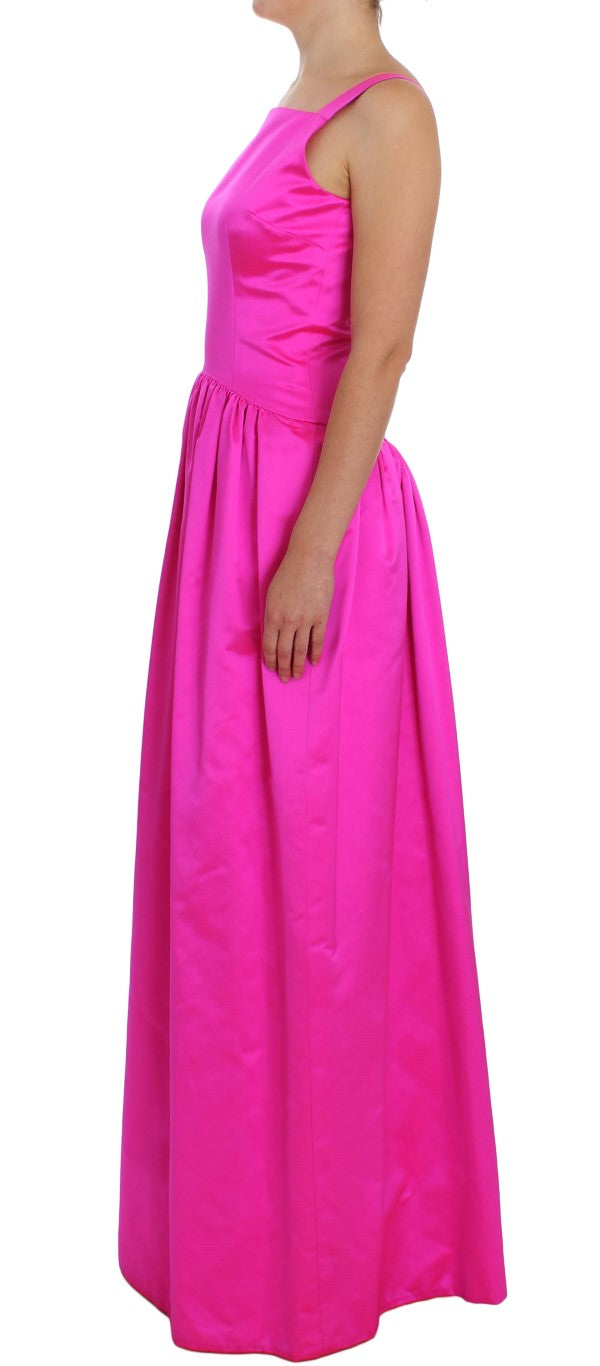 Elegant Silk Full Length Pink Sheath Dress - ventzia