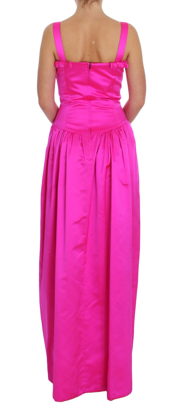 Elegant Silk Full Length Pink Sheath Dress - ventzia