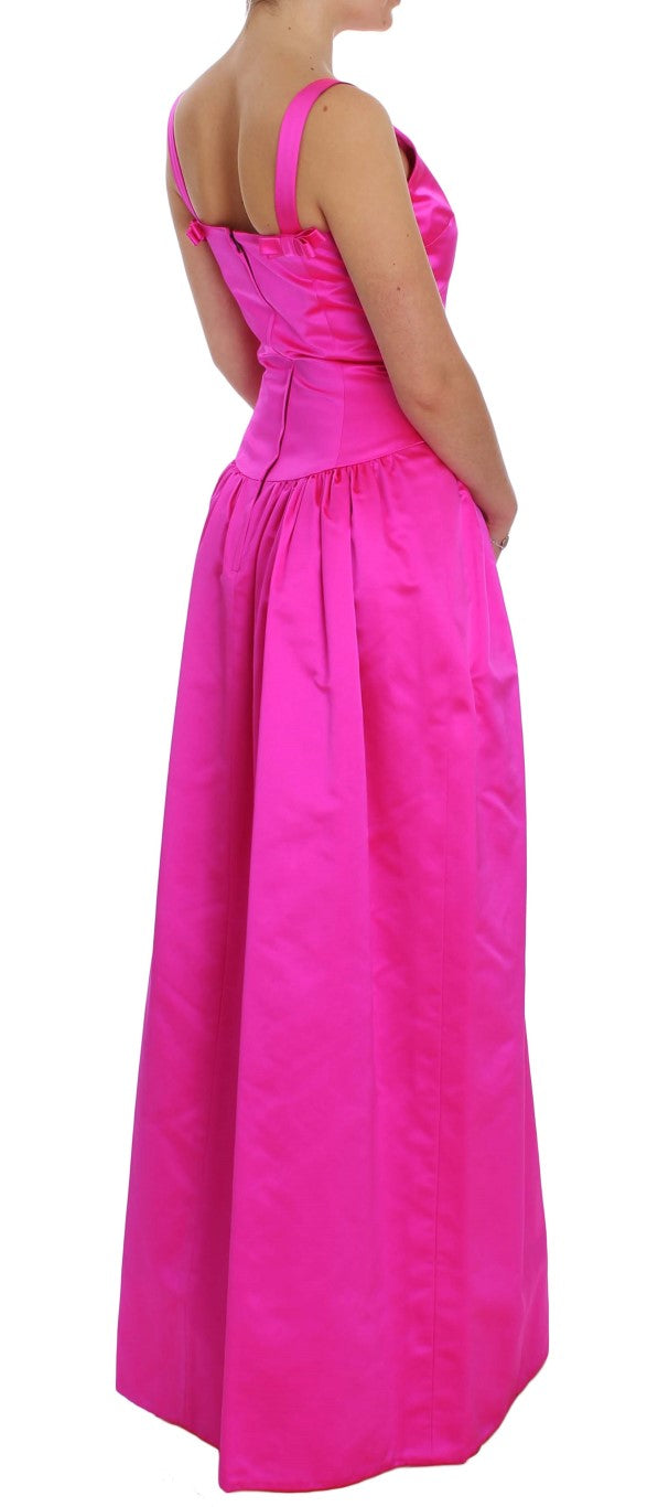 Elegant Silk Full Length Pink Sheath Dress - ventzia