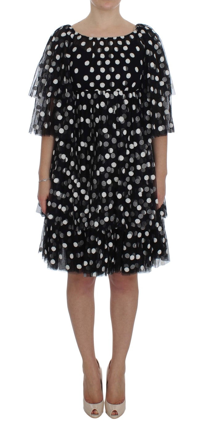Elegant Polka Dotted Ruffled Dress - ventzia