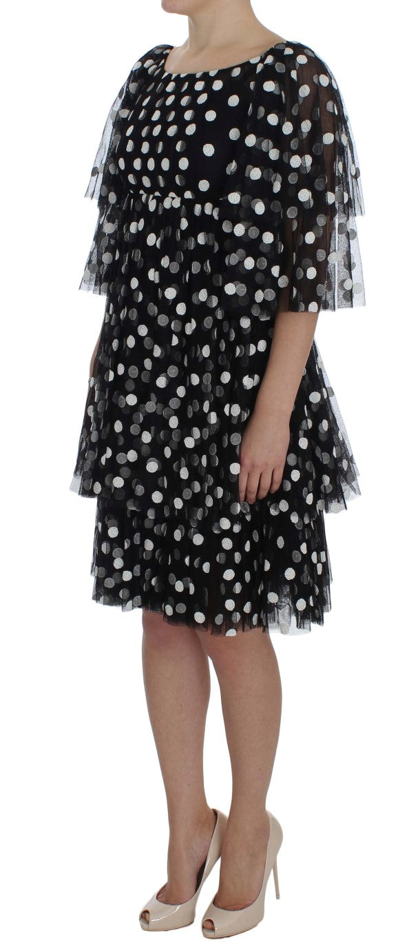 Elegant Polka Dotted Ruffled Dress - ventzia