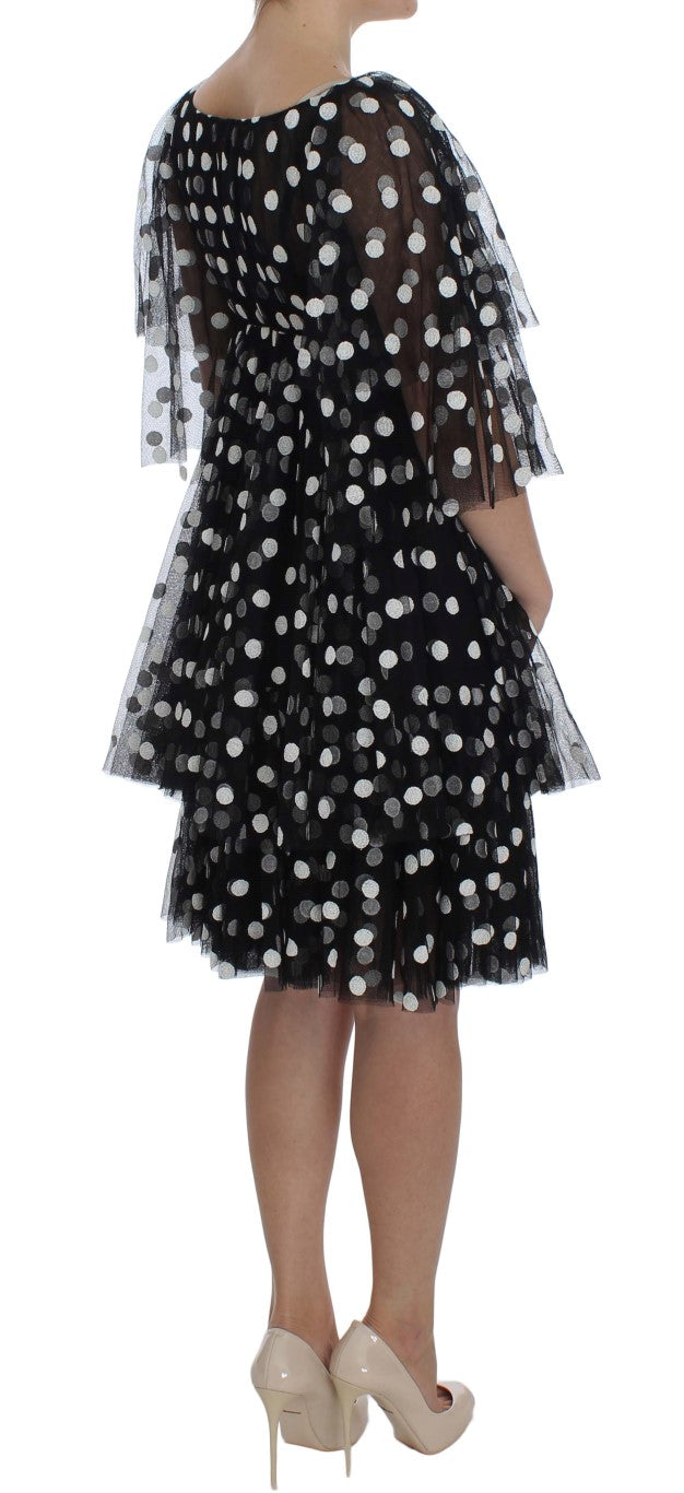 Elegant Polka Dotted Ruffled Dress - ventzia