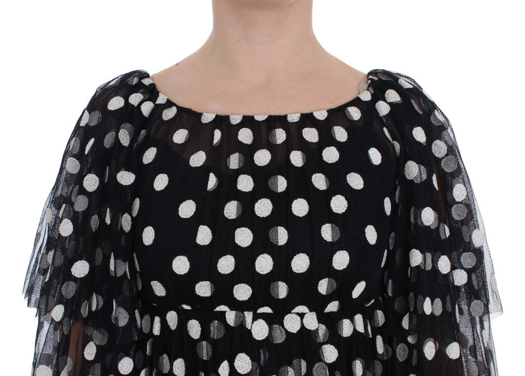 Elegant Polka Dotted Ruffled Dress - ventzia