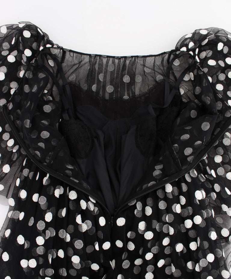 Elegant Polka Dotted Ruffled Dress - ventzia
