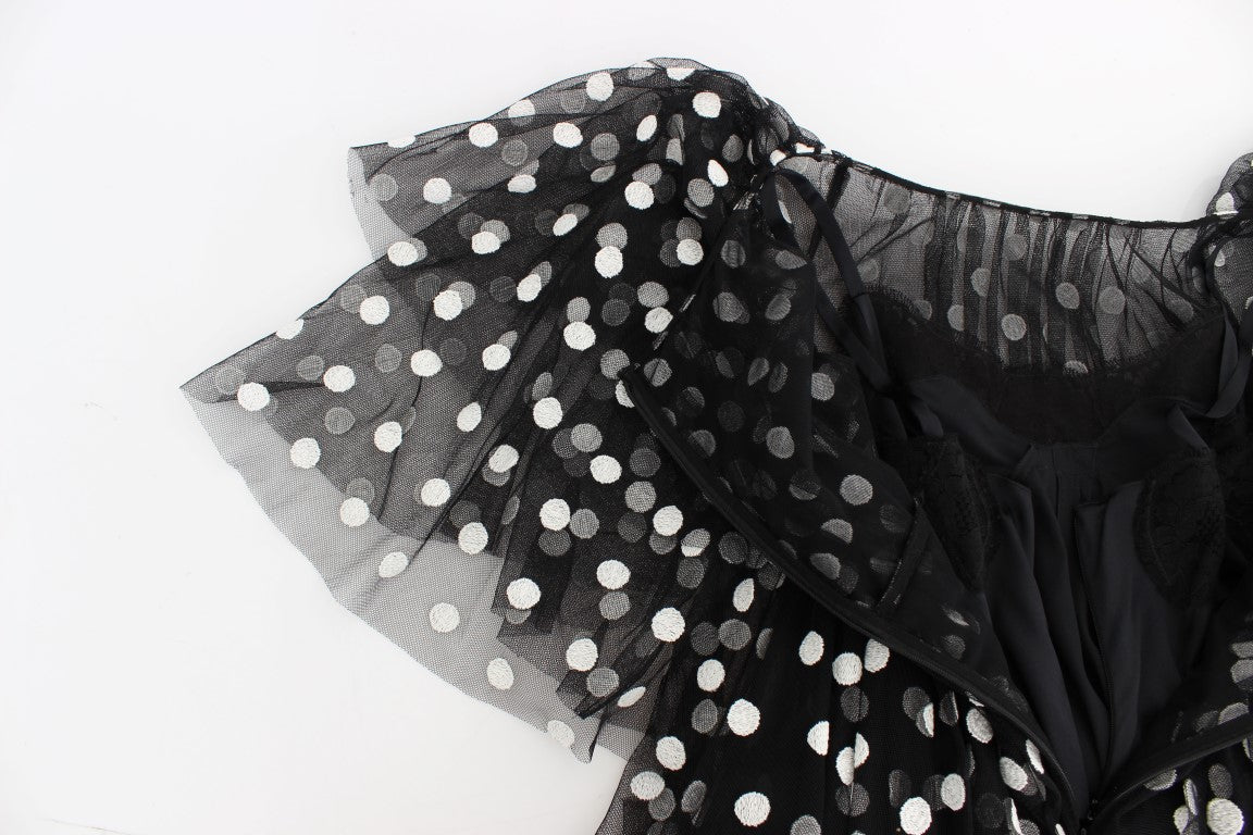 Elegant Polka Dotted Ruffled Dress - ventzia