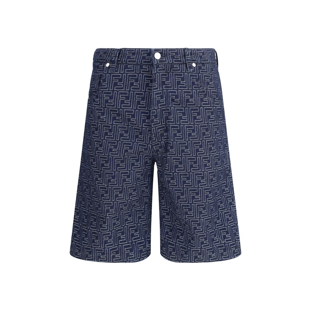 Blue Cotton Bermuda Shorts - ventzia