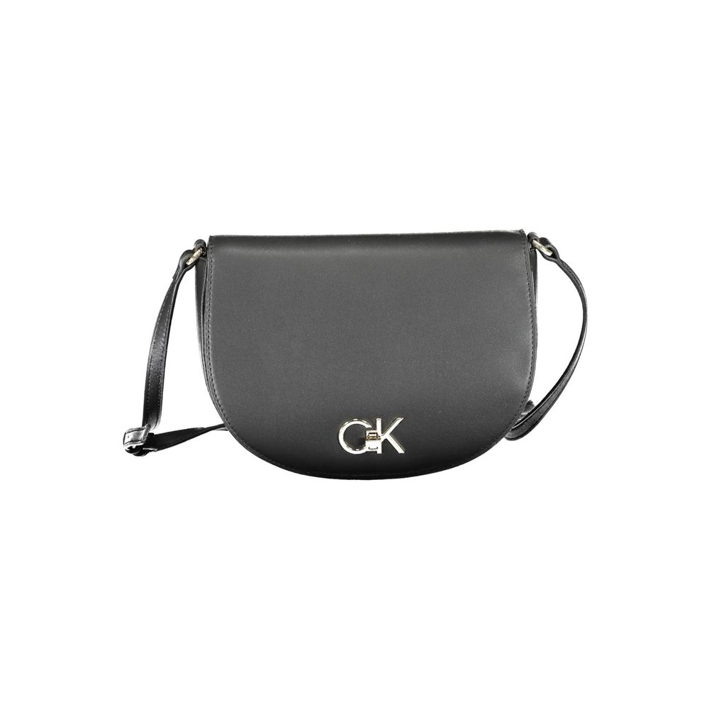 Black Polyurethane Women Shoulder Bag - ventzia