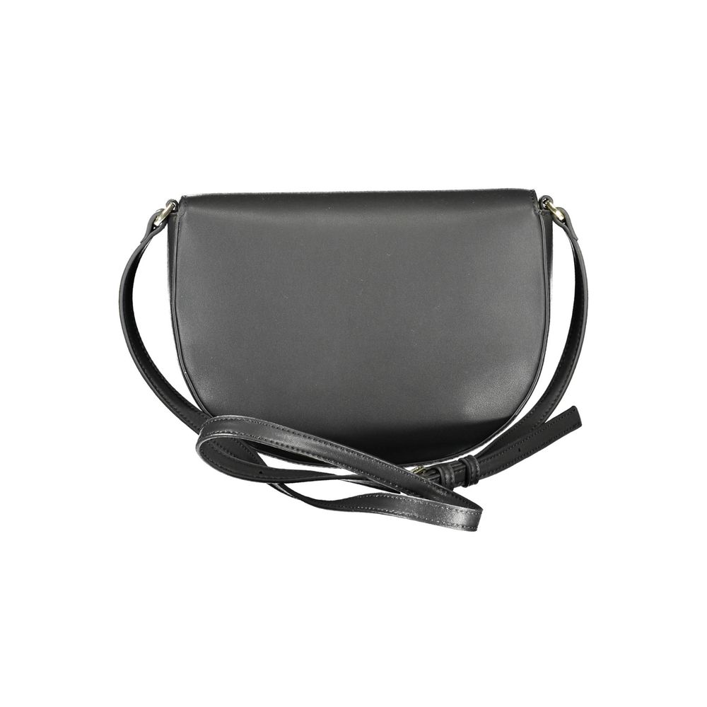 Black Polyurethane Women Shoulder Bag - ventzia