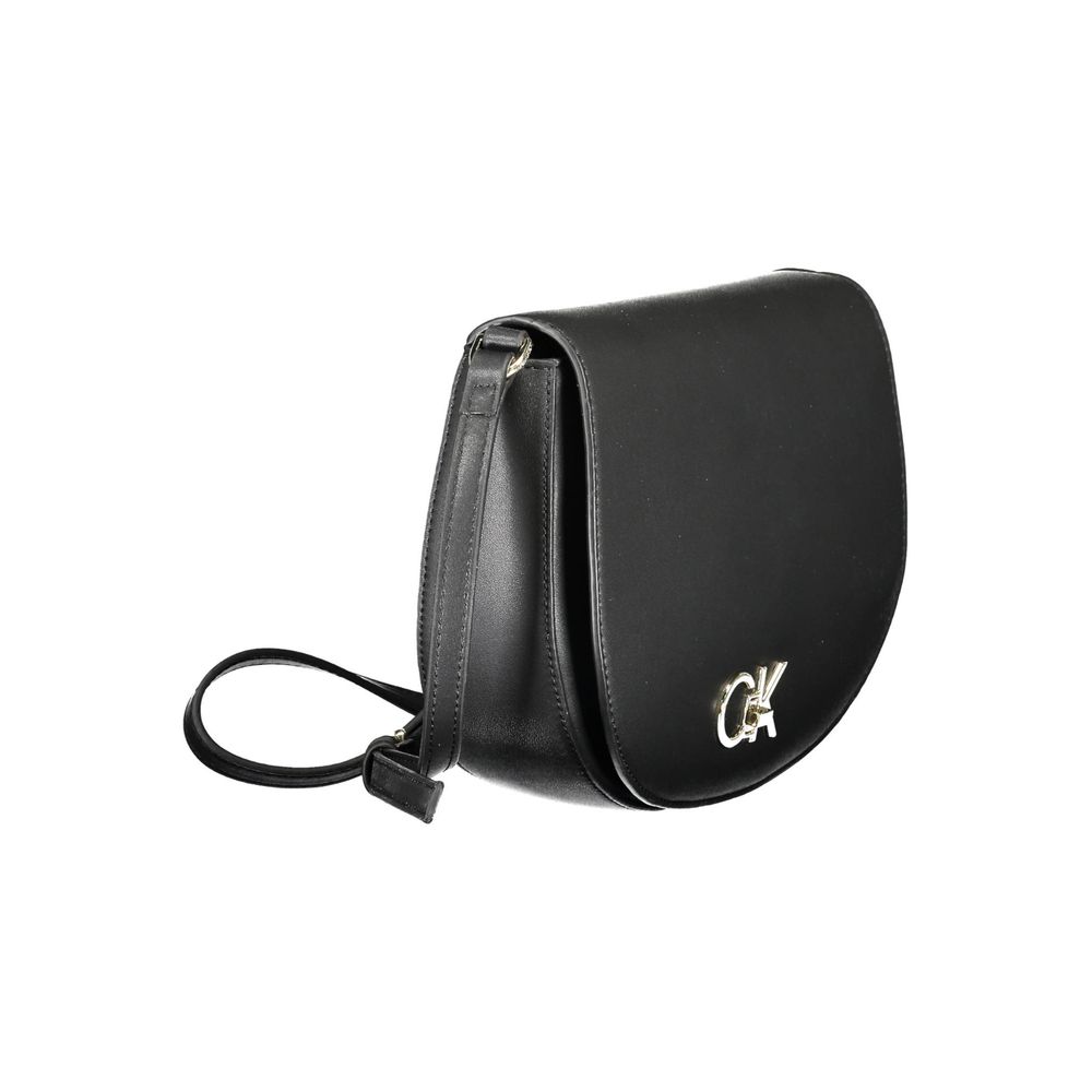 Black Polyurethane Women Shoulder Bag - ventzia