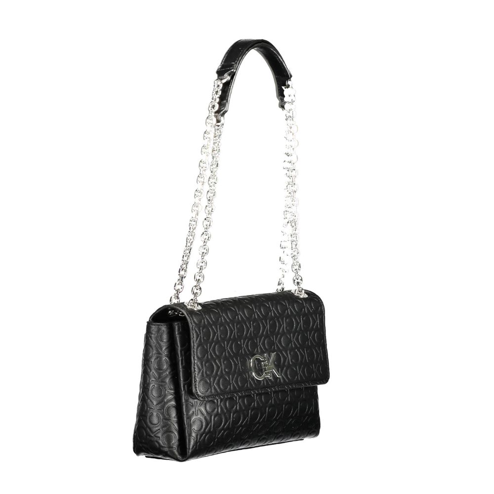 Black Polyester Handbag - ventzia