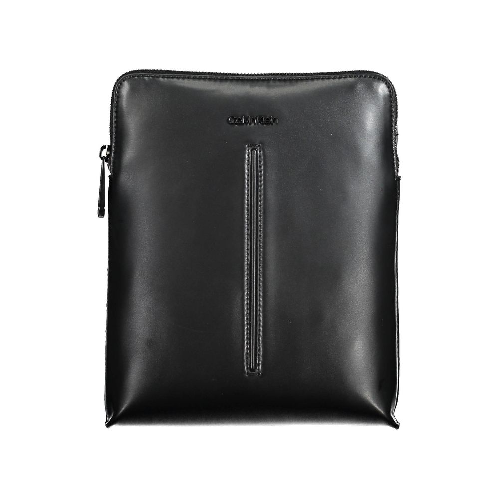 Black Polyurethane Men's Shoulder Bag - ventzia