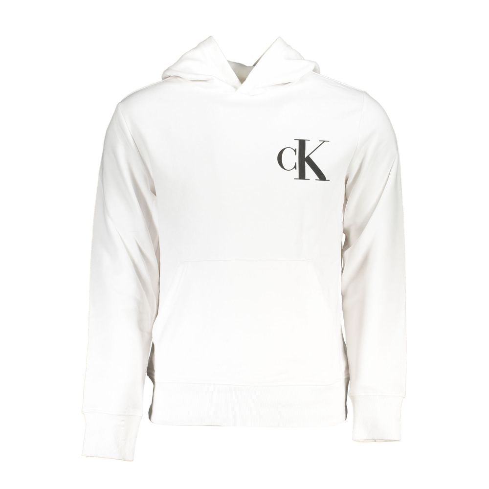 White Cotton Men Sweater with Hood - ventzia