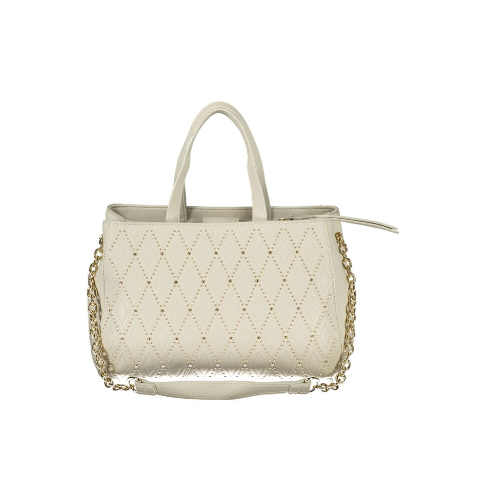 White Polyurethane Women Handbag - ventzia