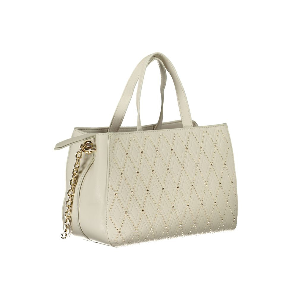 White Polyurethane Women Handbag - ventzia