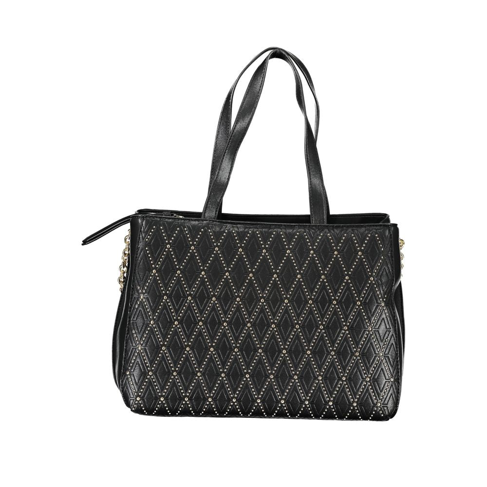 Black Polyurethane Women Handbag - ventzia