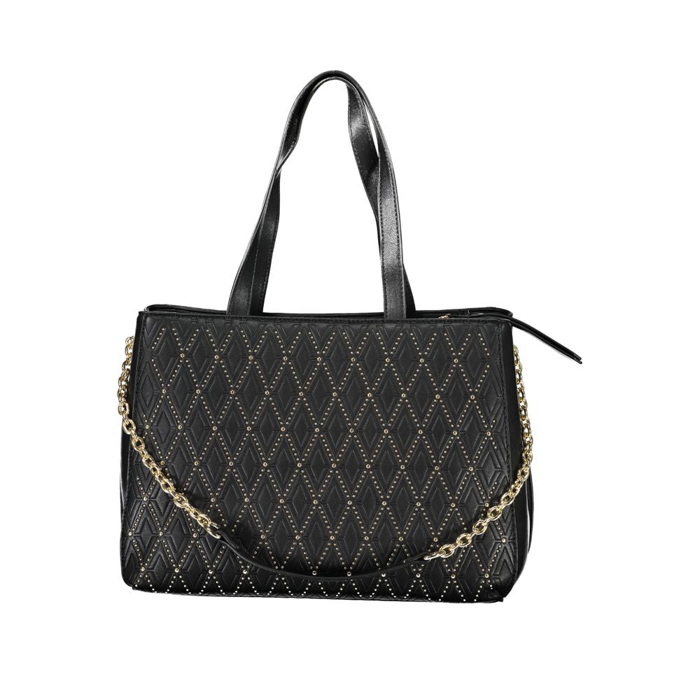 Black Polyurethane Women Handbag - ventzia