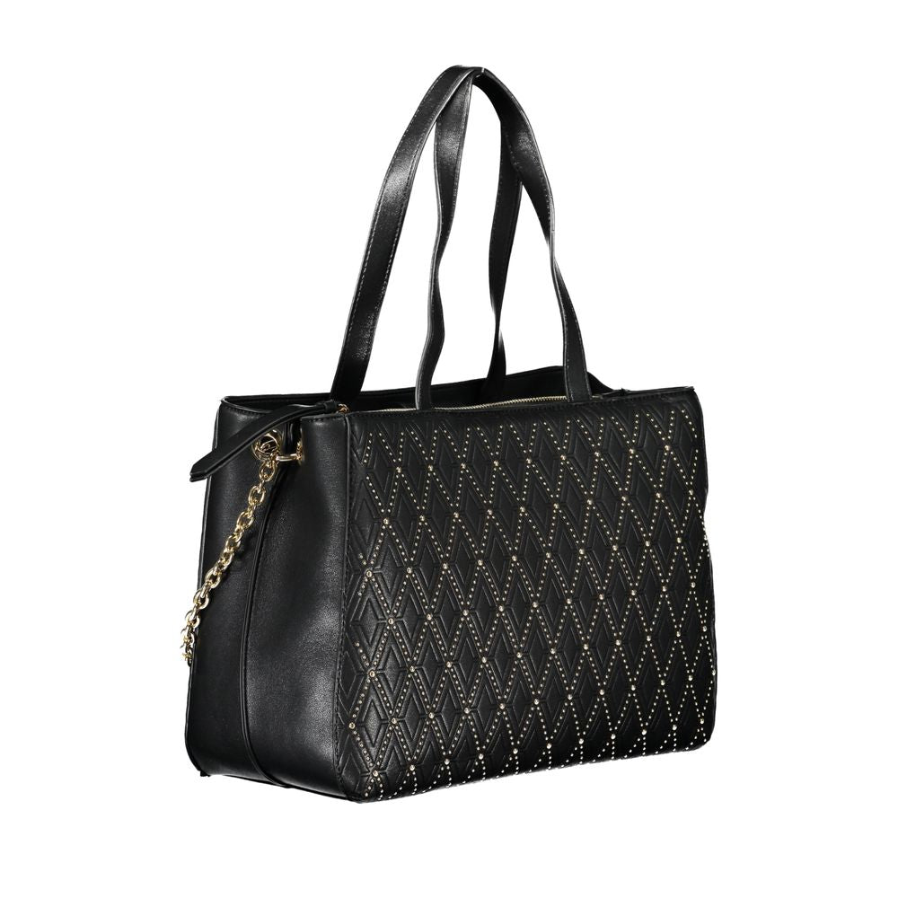 Black Polyurethane Women Handbag - ventzia