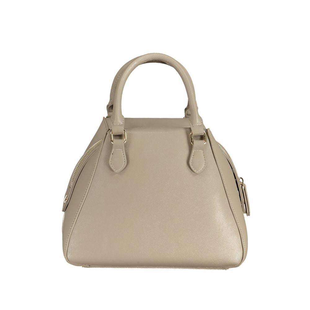 Beige Polyurethane Women Handbag - ventzia