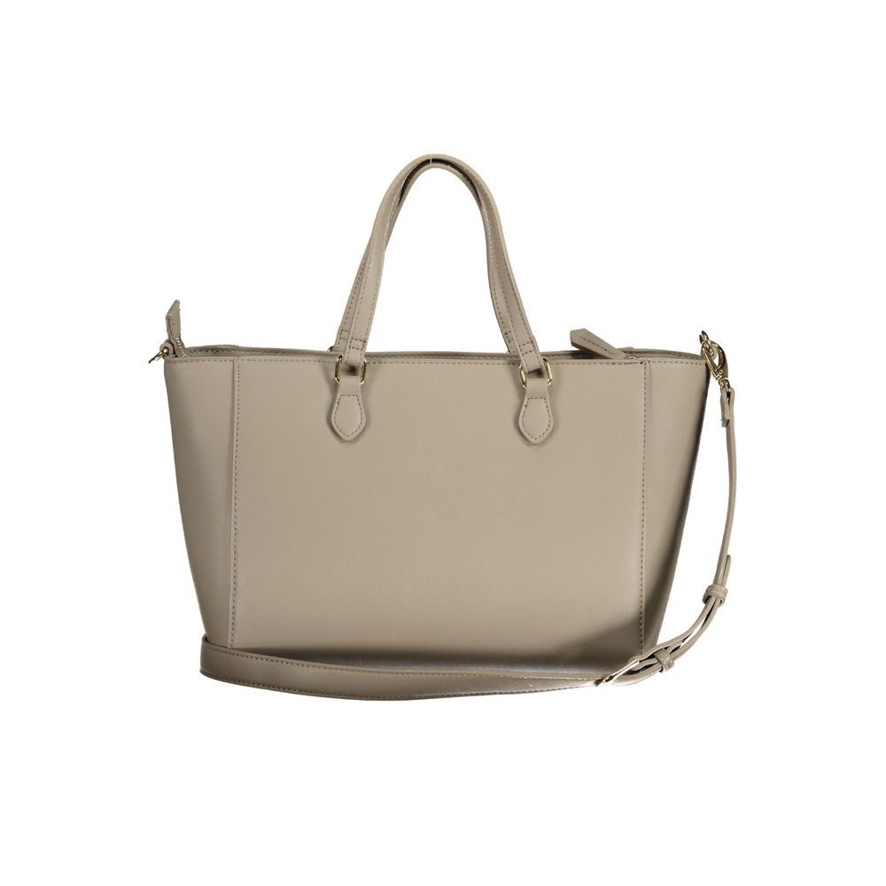 Beige Polyurethane Women Handbag - ventzia