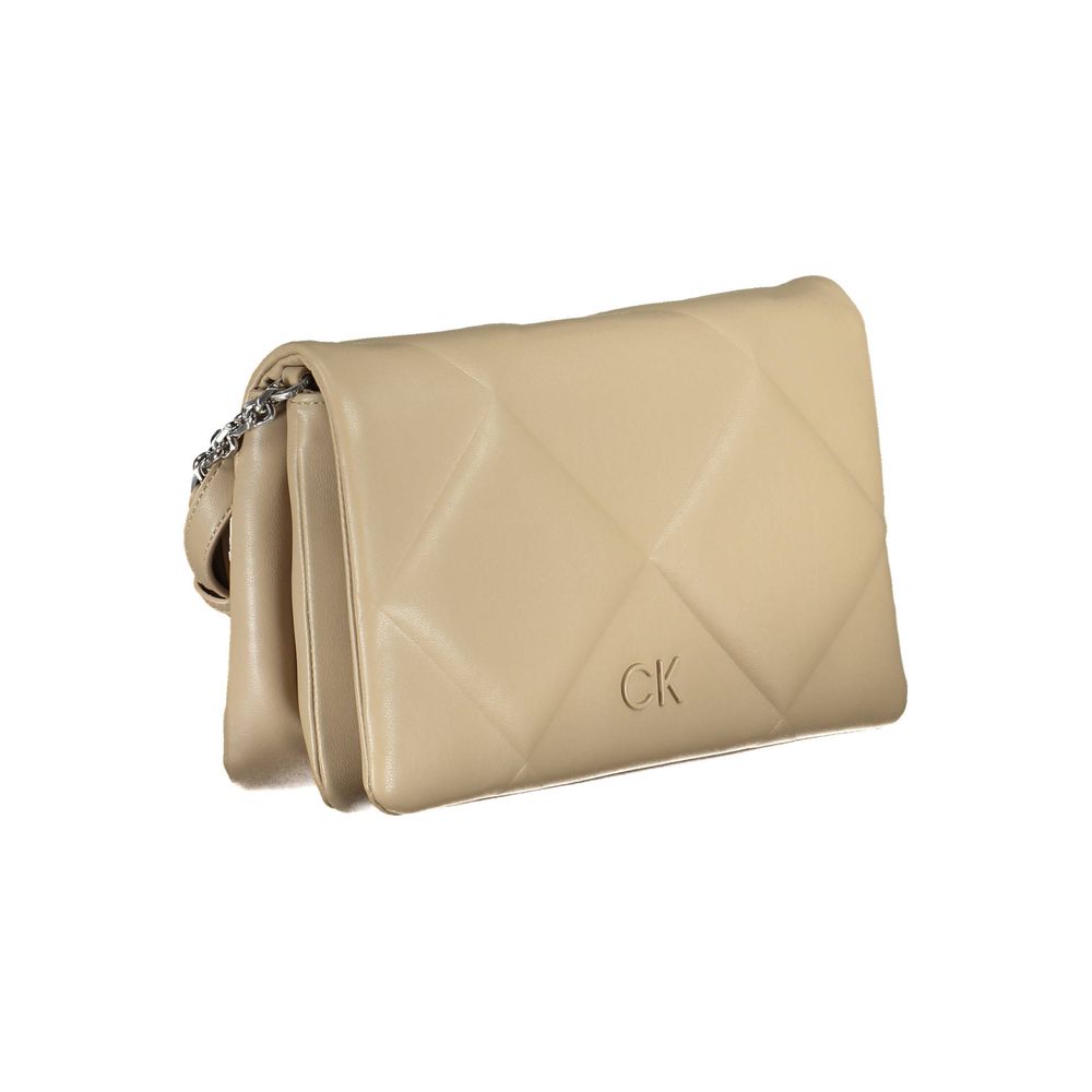 Beige Polyester Handbag - ventzia