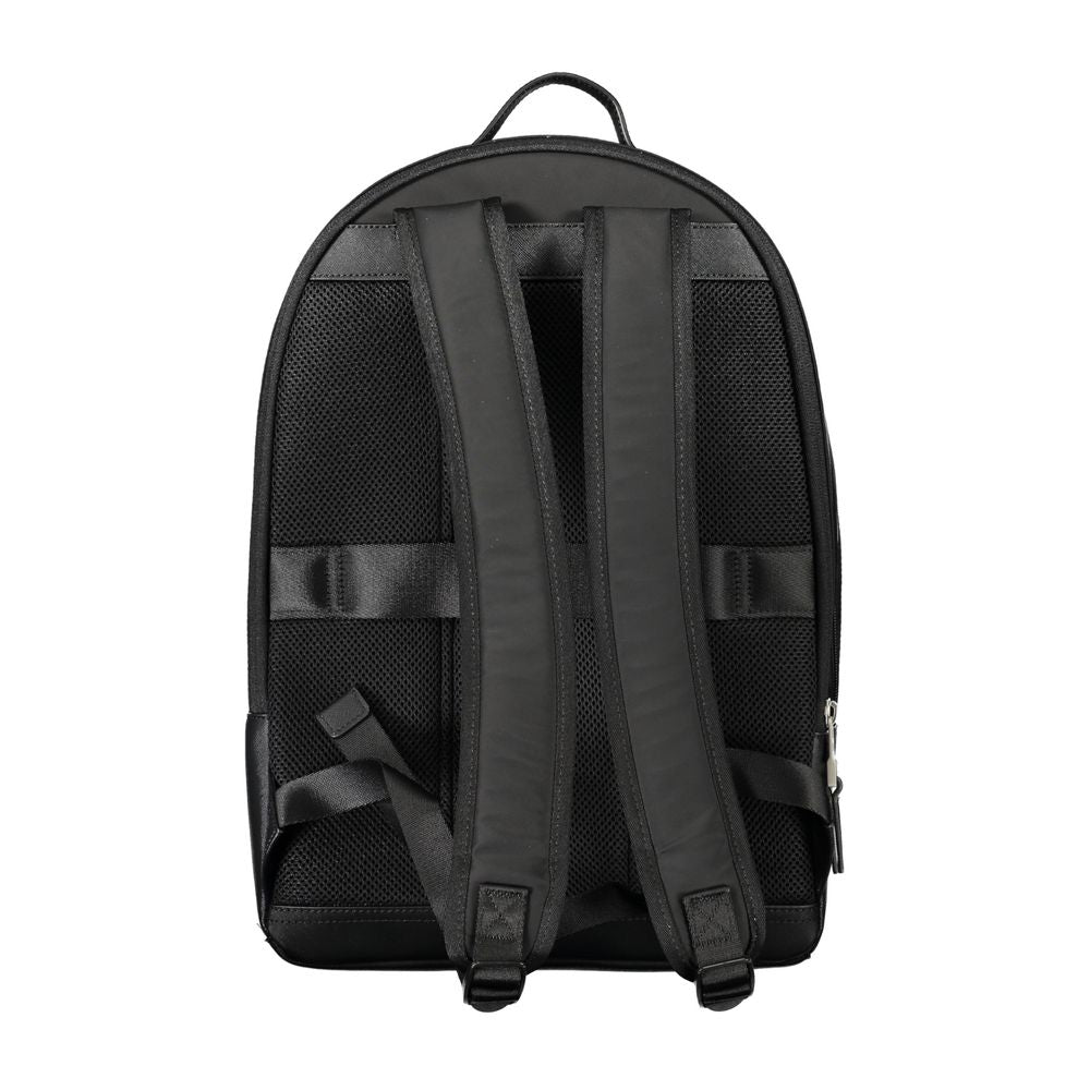 Black Polyester Men Backpack - ventzia