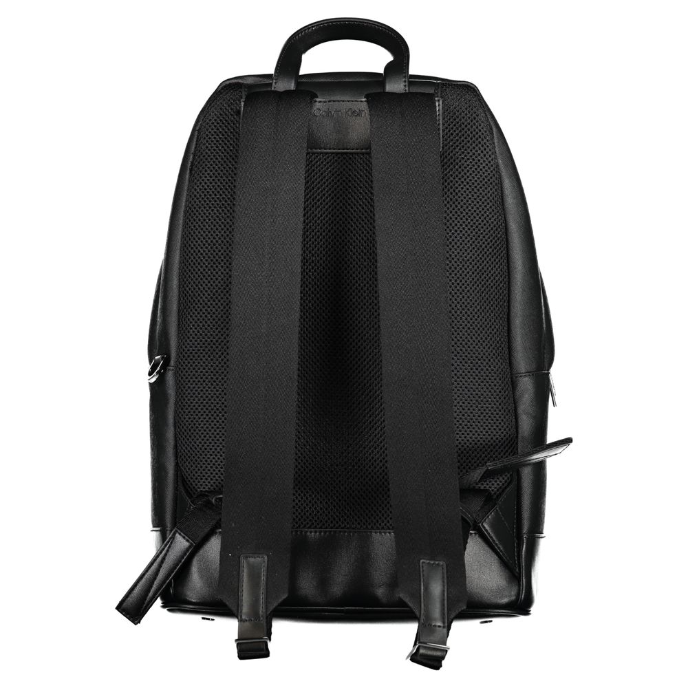 Black Polyester Men Backpack - ventzia