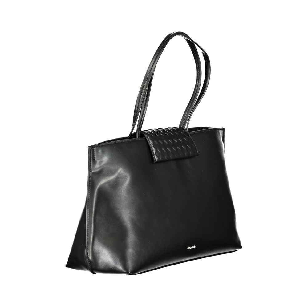 Black Polyester Handbag - ventzia