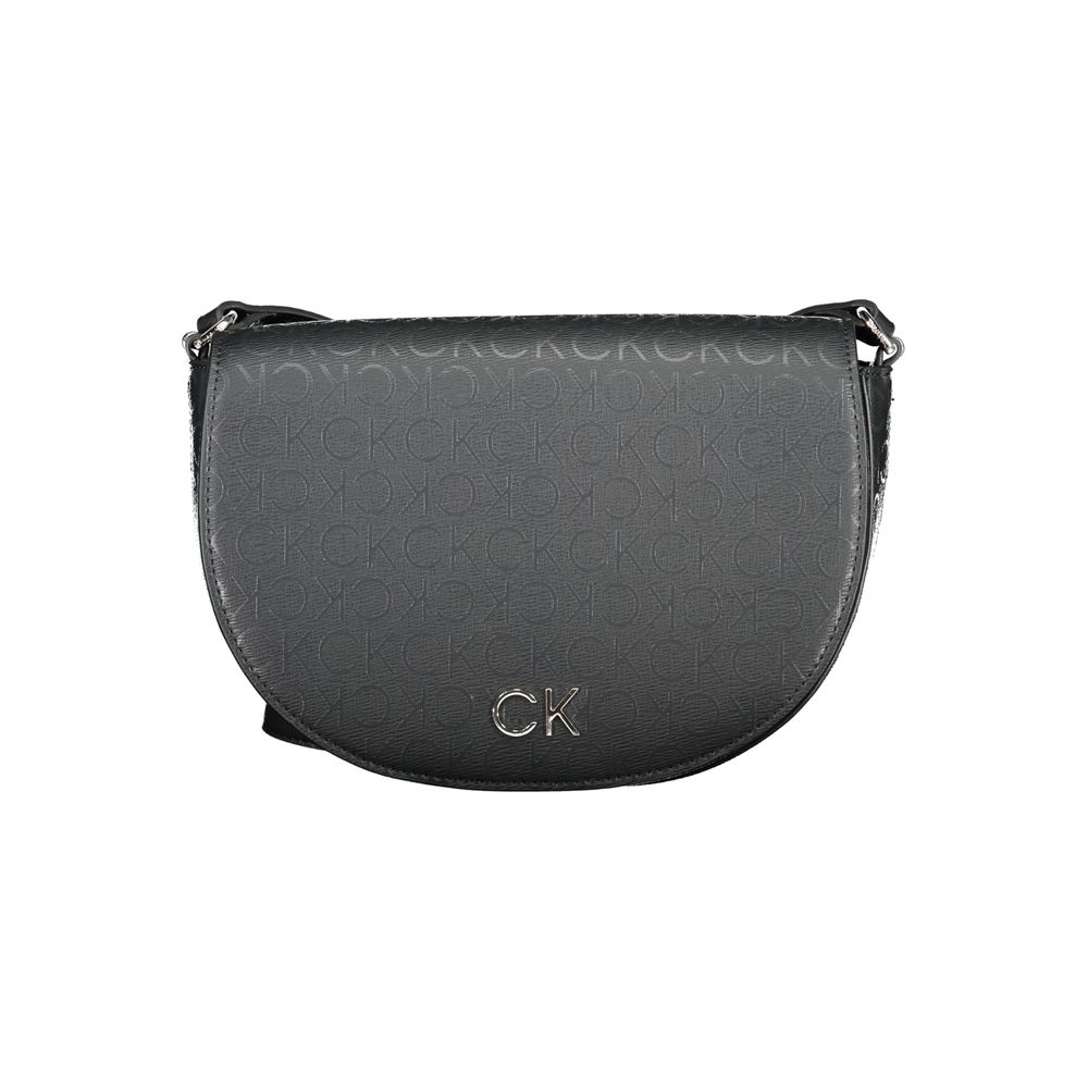 Black Polyurethane Women Shoulder Bag - ventzia