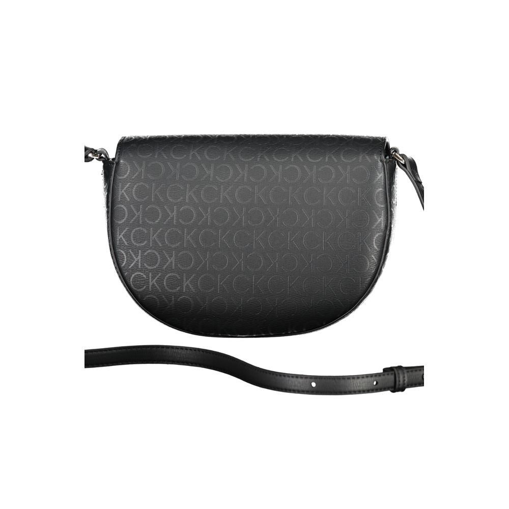 Black Polyurethane Women Shoulder Bag - ventzia