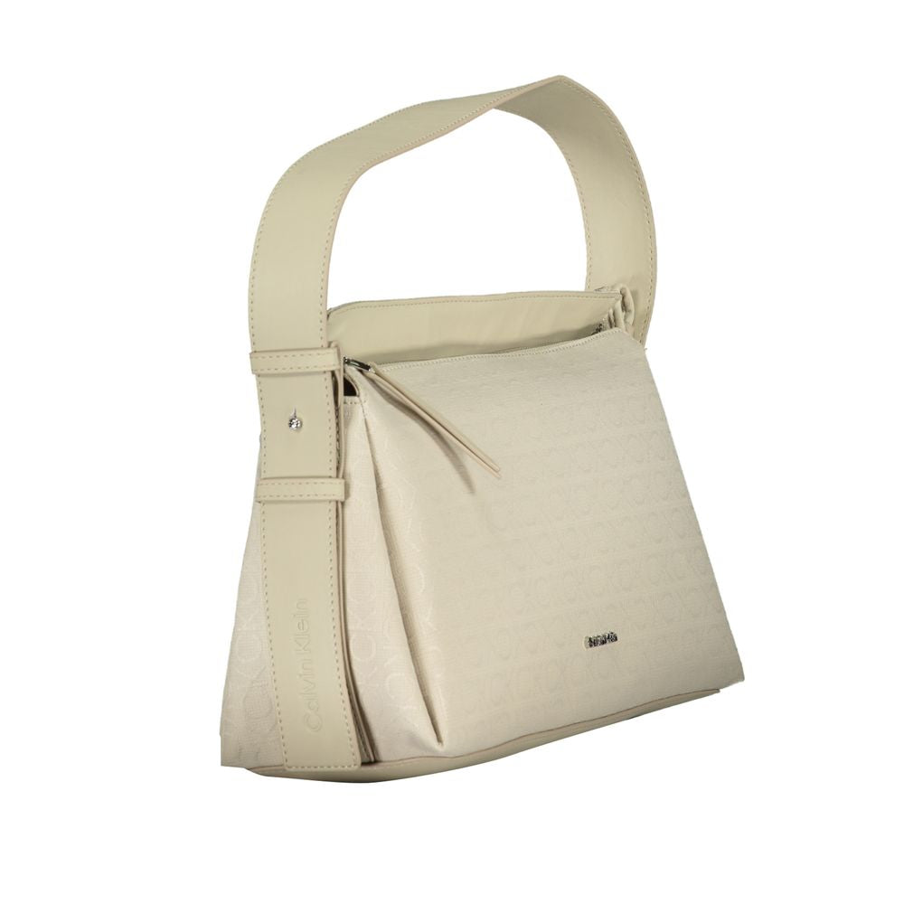 Beige Polyester Handbag - ventzia