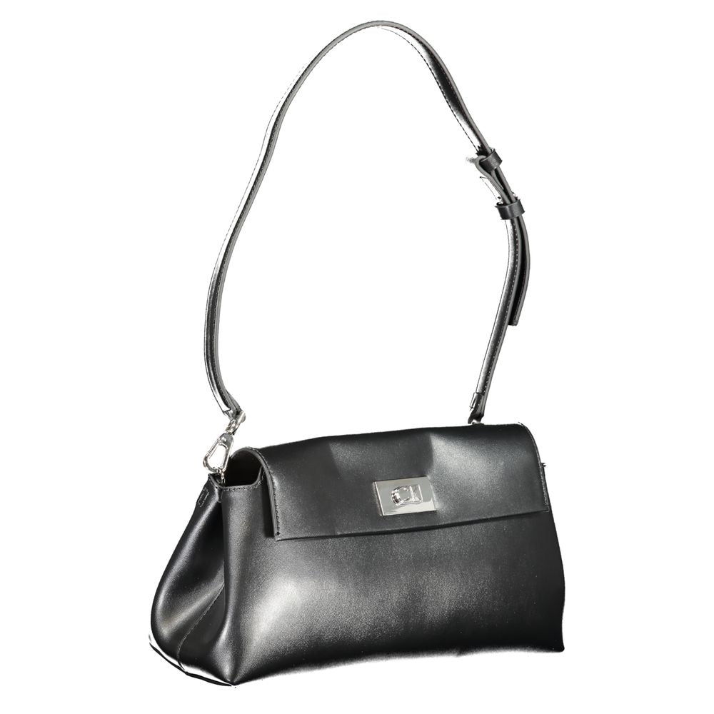 Black Polyester Handbag - ventzia