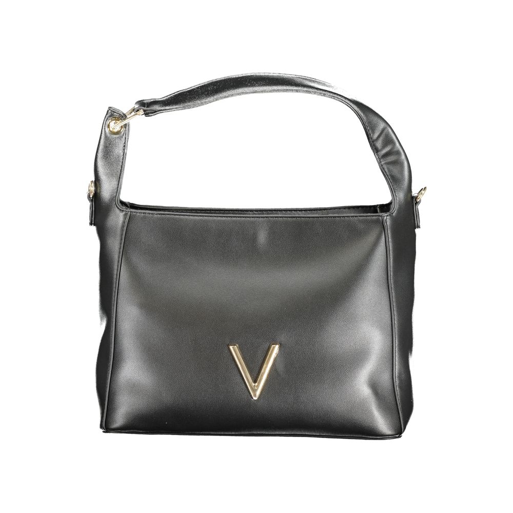 Black Polyurethane Women's Shoulder Bag - ventzia