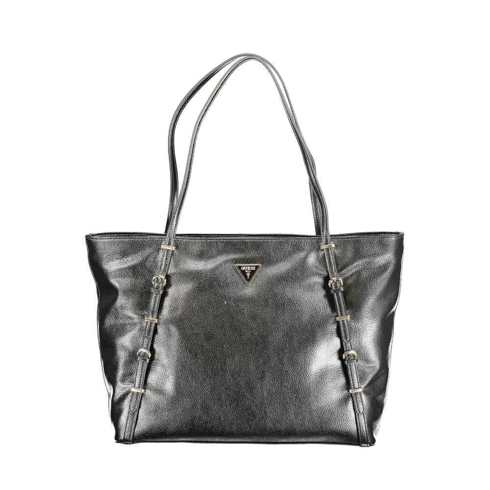 Black Polyurethane Women Handbag - ventzia