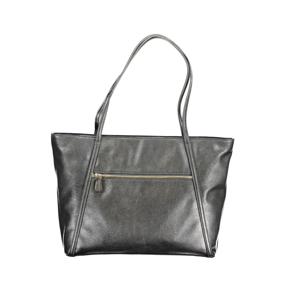 Black Polyurethane Women Handbag - ventzia