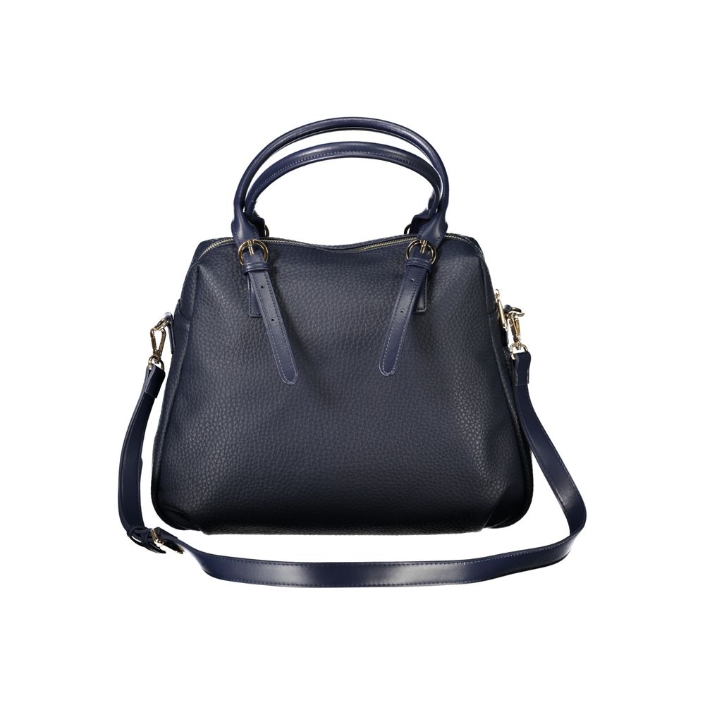 Blue Polyurethane Women Handbag - ventzia