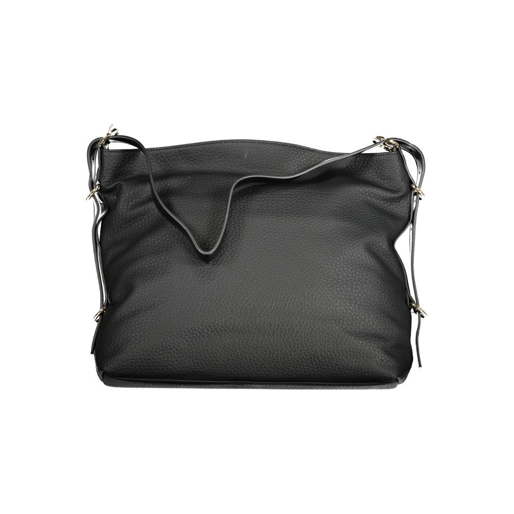 Black Polyurethane Women Handbag - ventzia