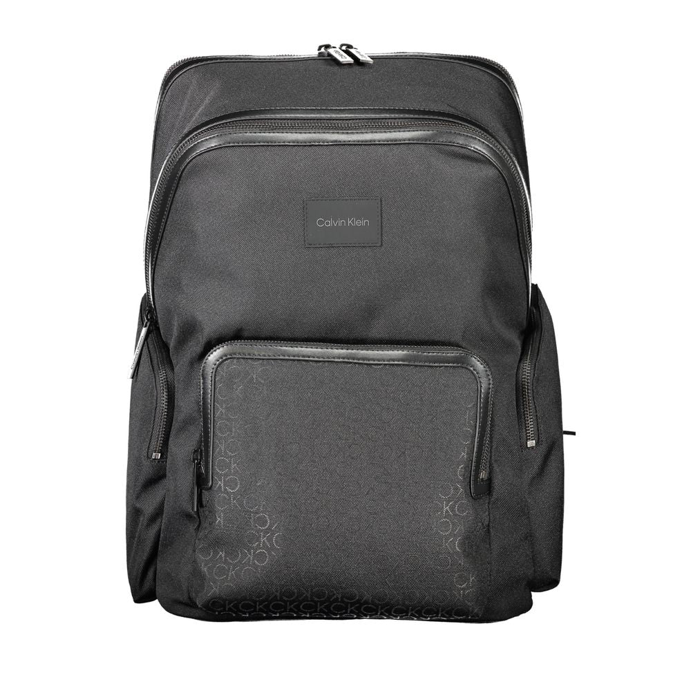 Black Polyester Men's Backpack - ventzia