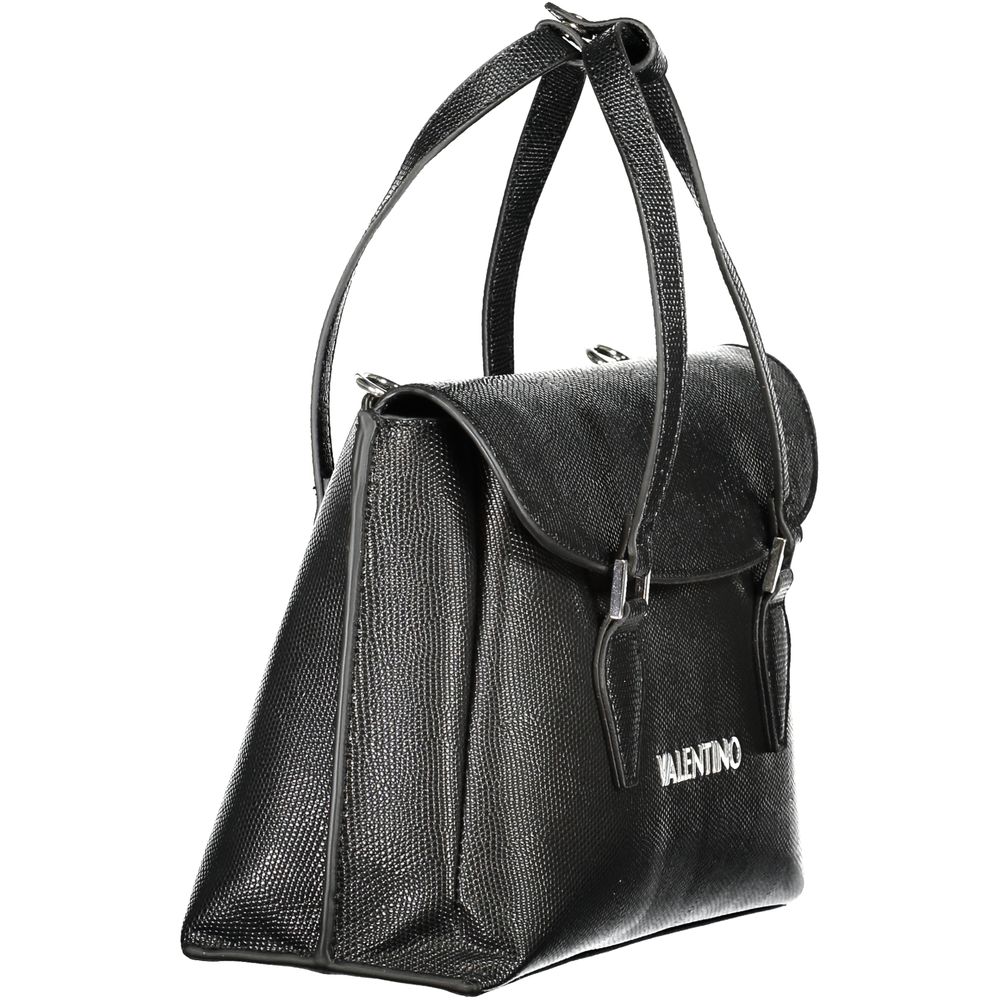 Black Polyurethane Women Handbag - ventzia