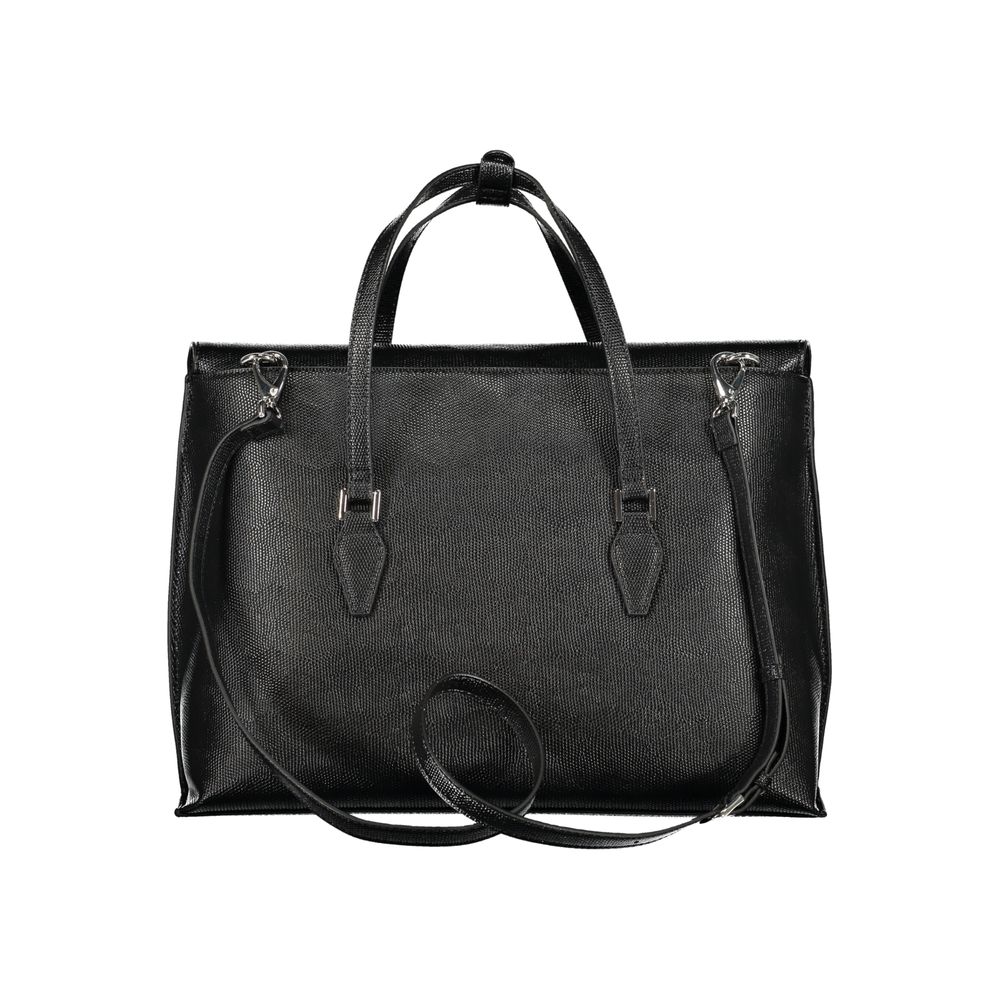 Black Polyurethane Women Handbag - ventzia