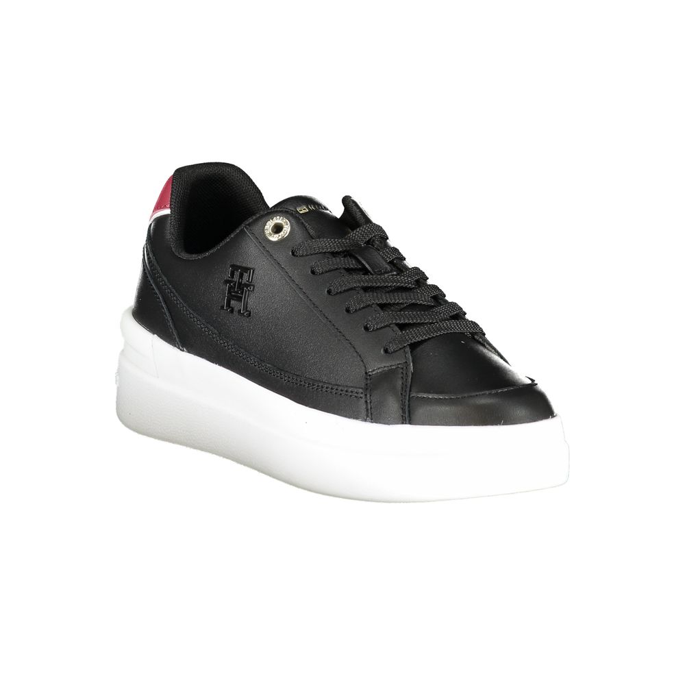 Black Leather Women Sneaker - ventzia