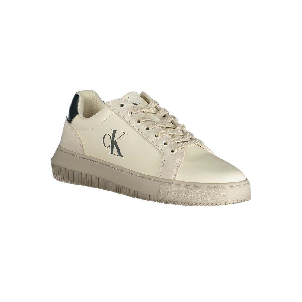 White Polyurethane Men Sneaker - ventzia