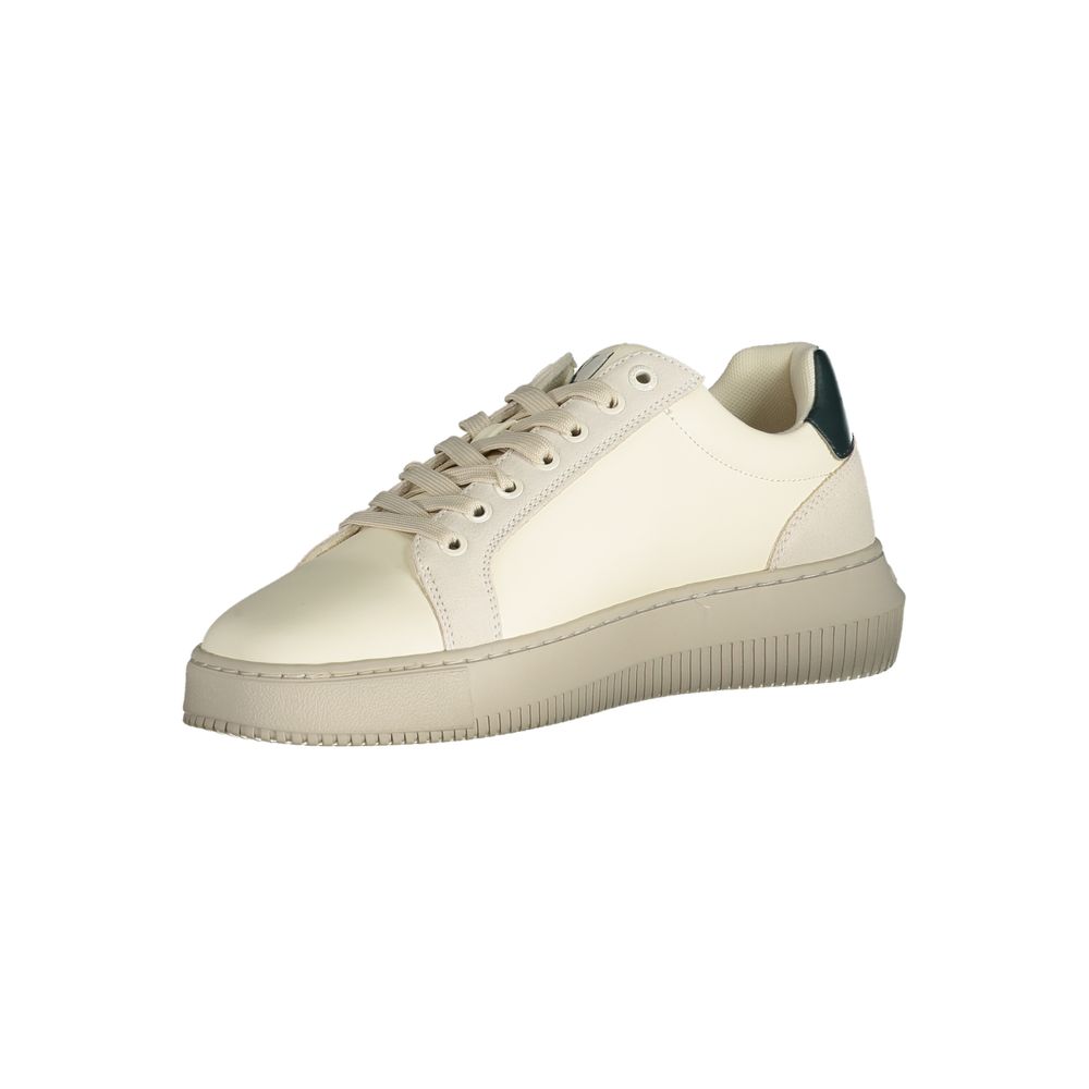 White Polyurethane Men Sneaker - ventzia