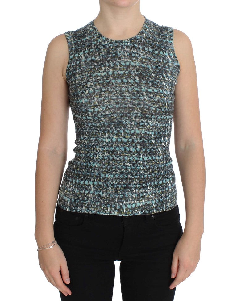 Elegant Blue Wool Vest Pullover Top - ventzia